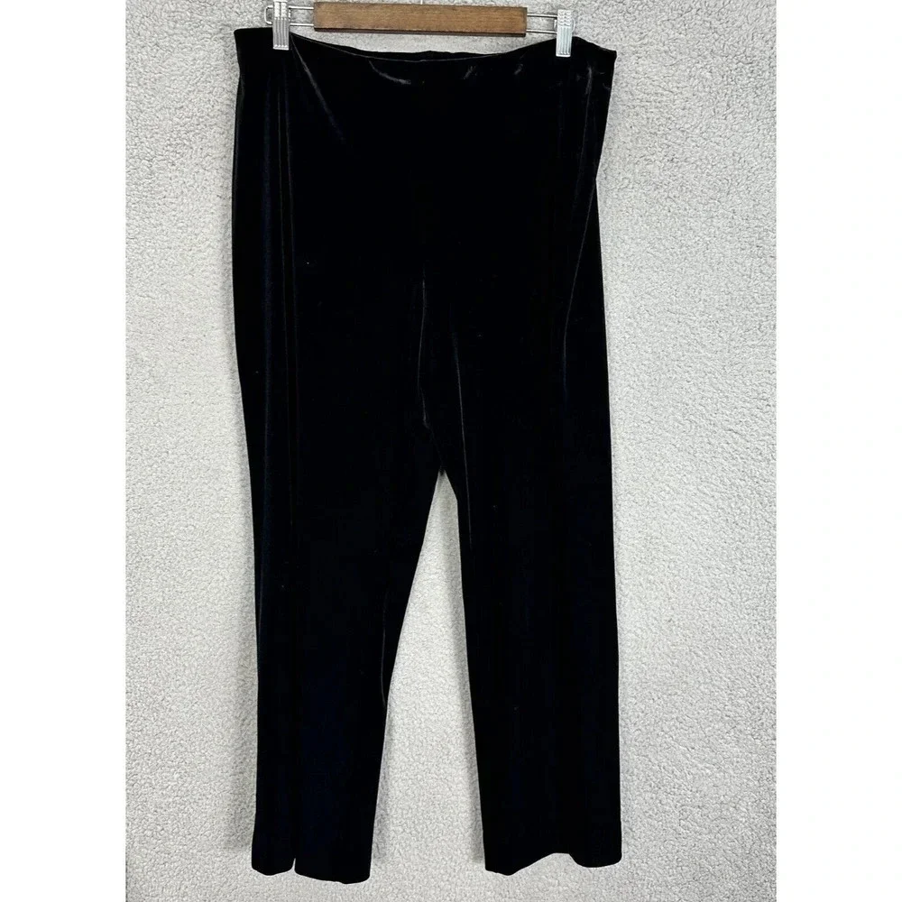 Talbots Pants Womens Large Black Pull On Velvet‎ Straight Leg Event Whimsigoth
